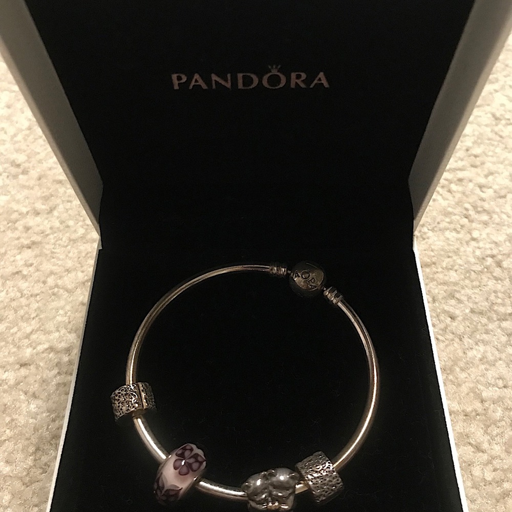 Pandora bangle with four charms